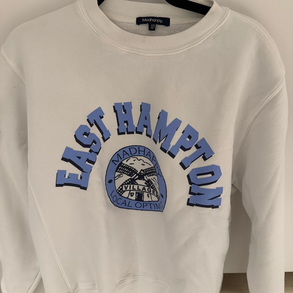 Madhappy White and Blue East Hampton Crewneck Sweatshirt